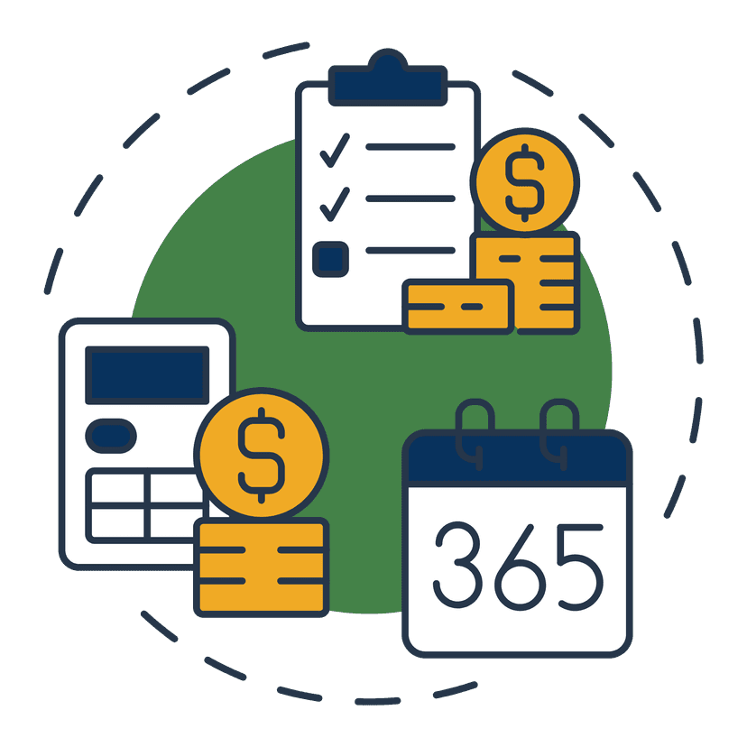 Budgeting and forecasting tools including calendar and calculator