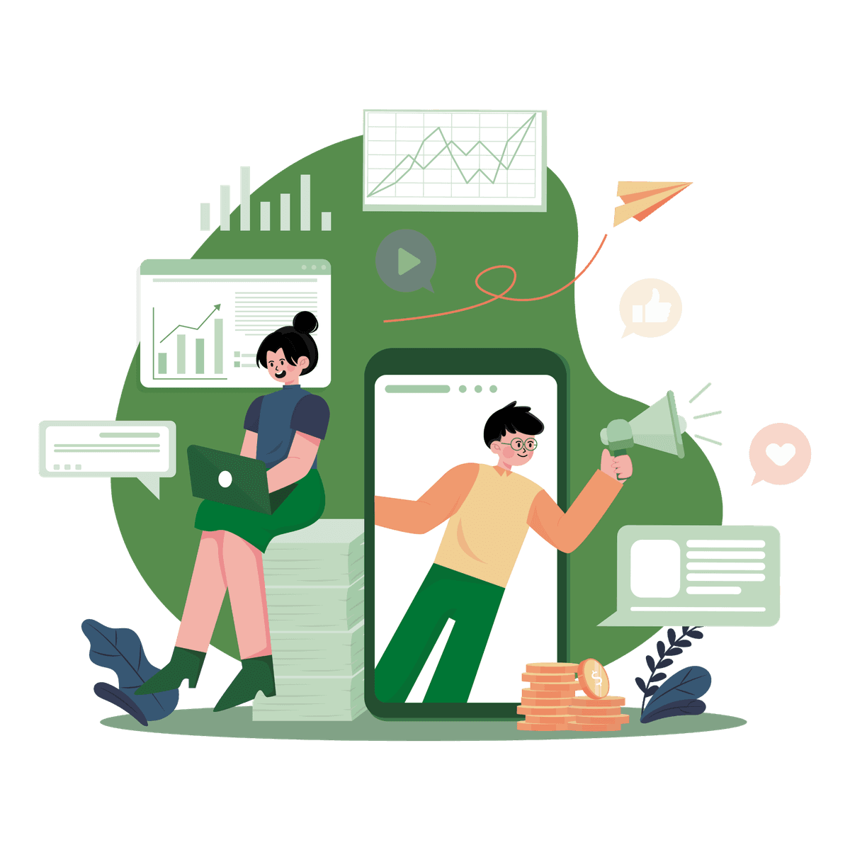 Professional engaging with digital marketing and mobile content strategy